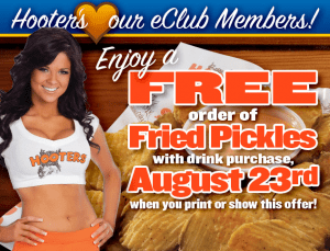Free Fried Pickles at Hooters