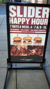 5 Napkin Burger Happy Hour Sign