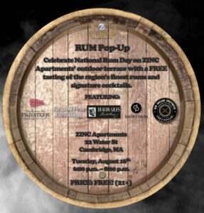 Zinc Apts Free Rum Tasting